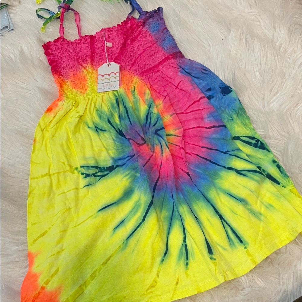 Exist Girls' Tie-Dye Sundress in Pink, Yellow & Blue
